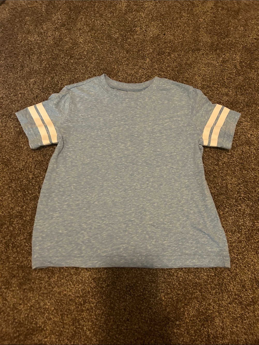 Kids Short-Sleeve Heather Blue Tee with White Sleeve Stripes